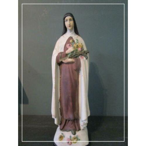 Oud gipsen beeld Heilige Theresia van Lisieux (33 cm)