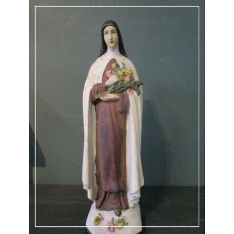 Oud gipsen beeld Heilige Theresia van Lisieux (33 cm)