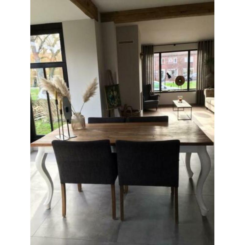 Mooie landelijke eetkamertafel eettafel teakhout