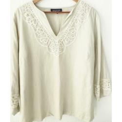 'Jones New York blouse blouse beige zand ecru linnen boho