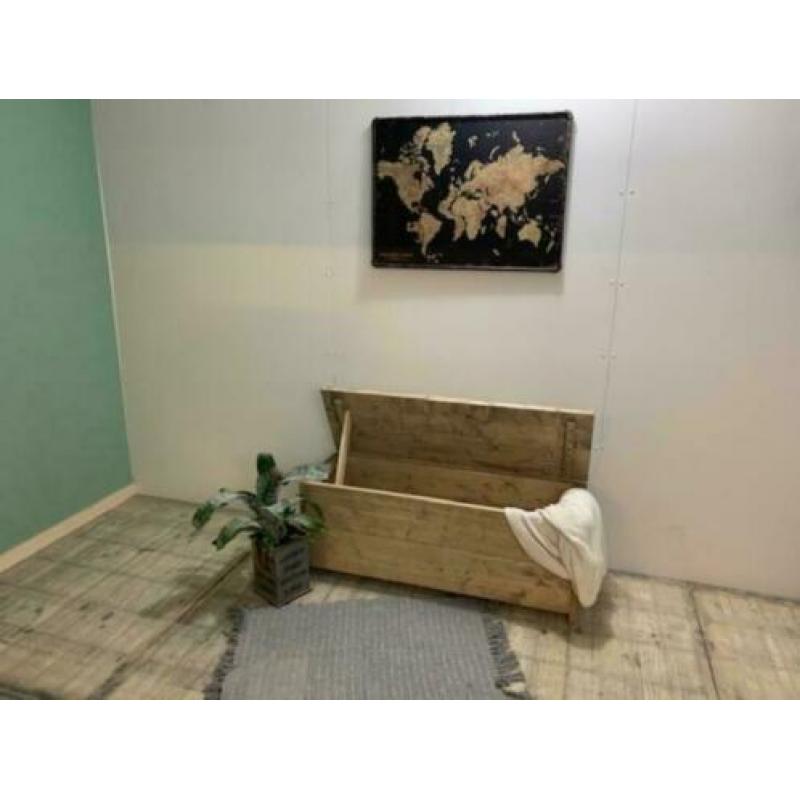 Steigerhouten bankje met klep