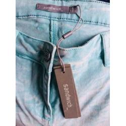 SANDWICH nieuwe jeans groen/wit gevlekt maat 38