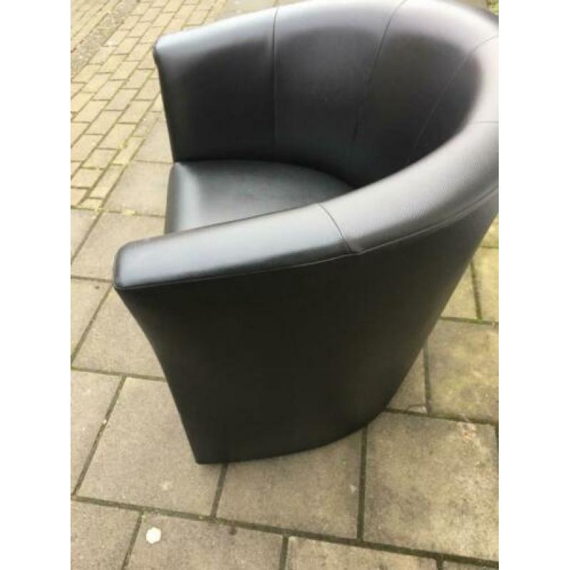 Fauteuil stoel bank zwart leer in goed staat zie foto's
