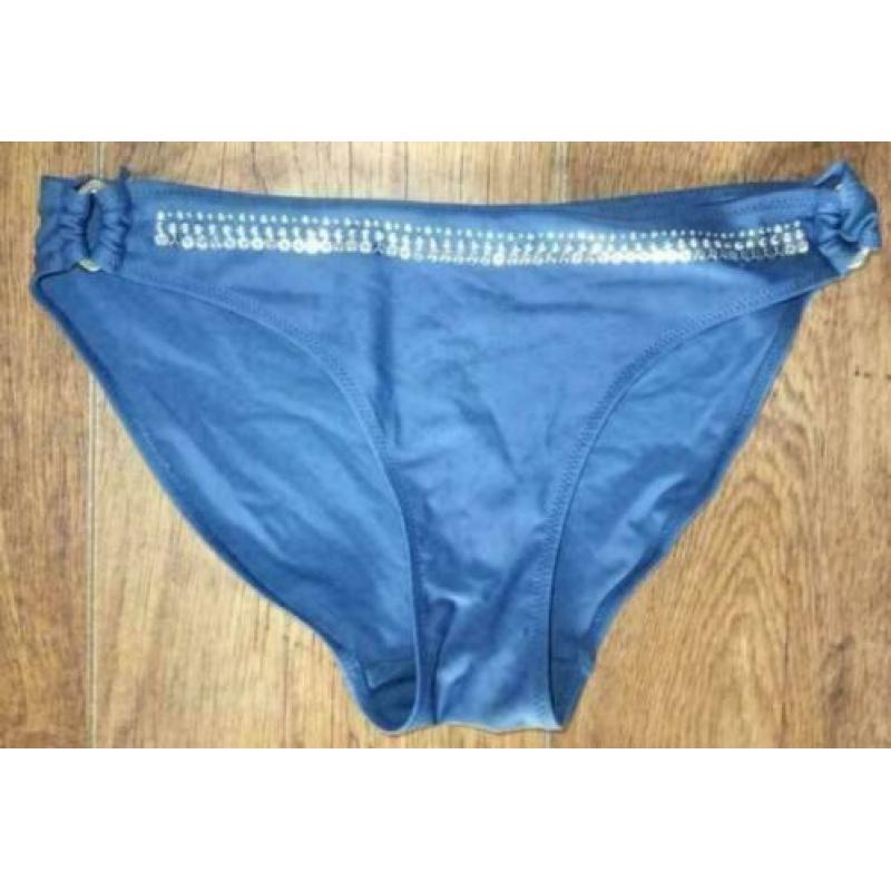 korenblauw bikini met zilver pailletten mt 36