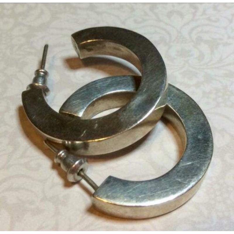 Vintage zilveren creolen oorbellen Sterling zilver 925