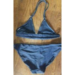 korenblauw bikini met zilver pailletten mt 36