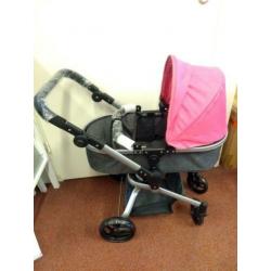 poppenwagen grijs/roze - Bandits and Angels - NIEUW-K278A