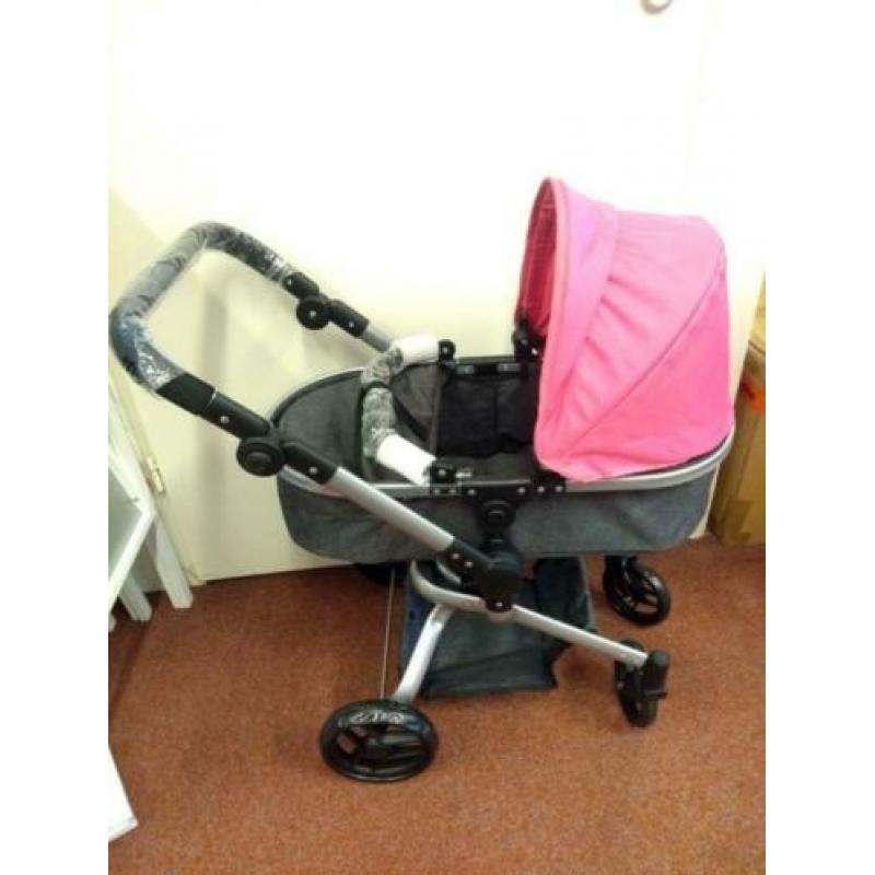 poppenwagen grijs/roze - Bandits and Angels - NIEUW-K278A