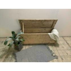Steigerhouten bankje met klep