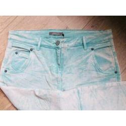 SANDWICH nieuwe jeans groen/wit gevlekt maat 38