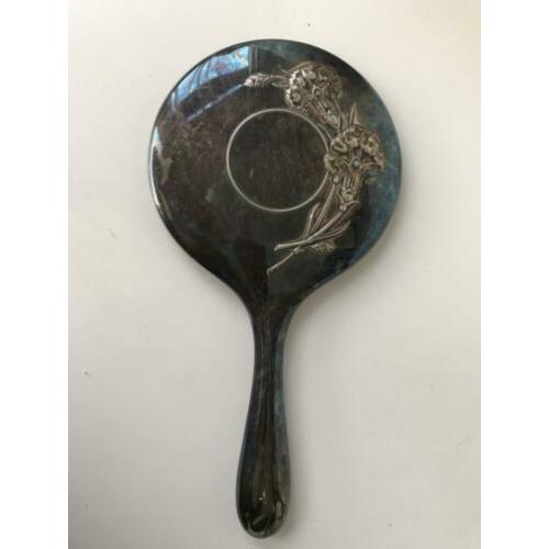 Antiek zilveren handspiegel Jugendstil Art d'eco