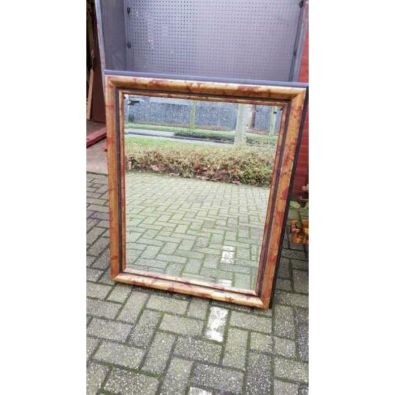 Spiegel oud goud met geslepen glas