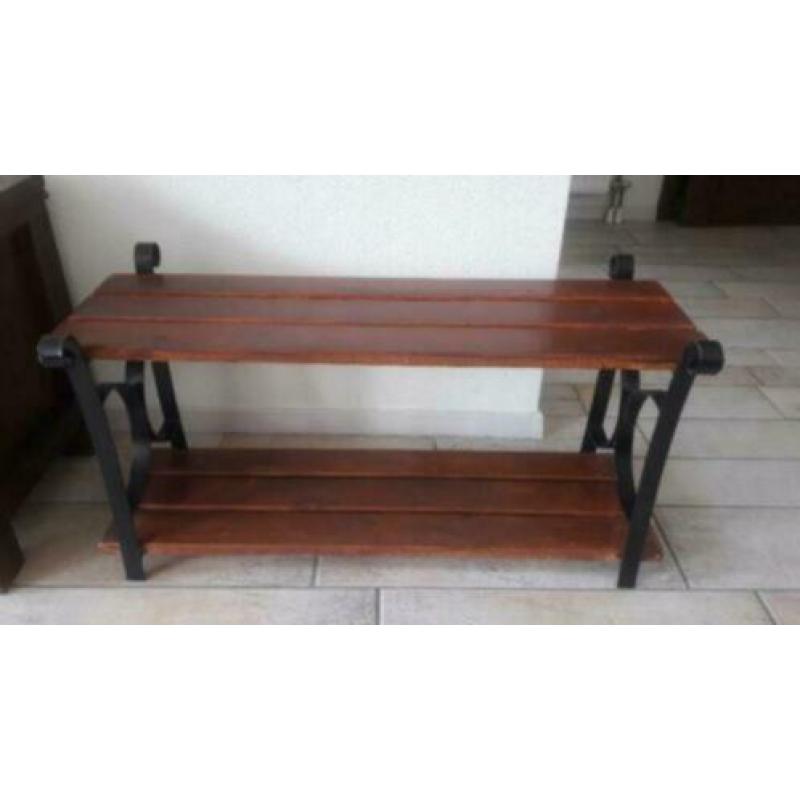 Houten schoenenrek met kapstok