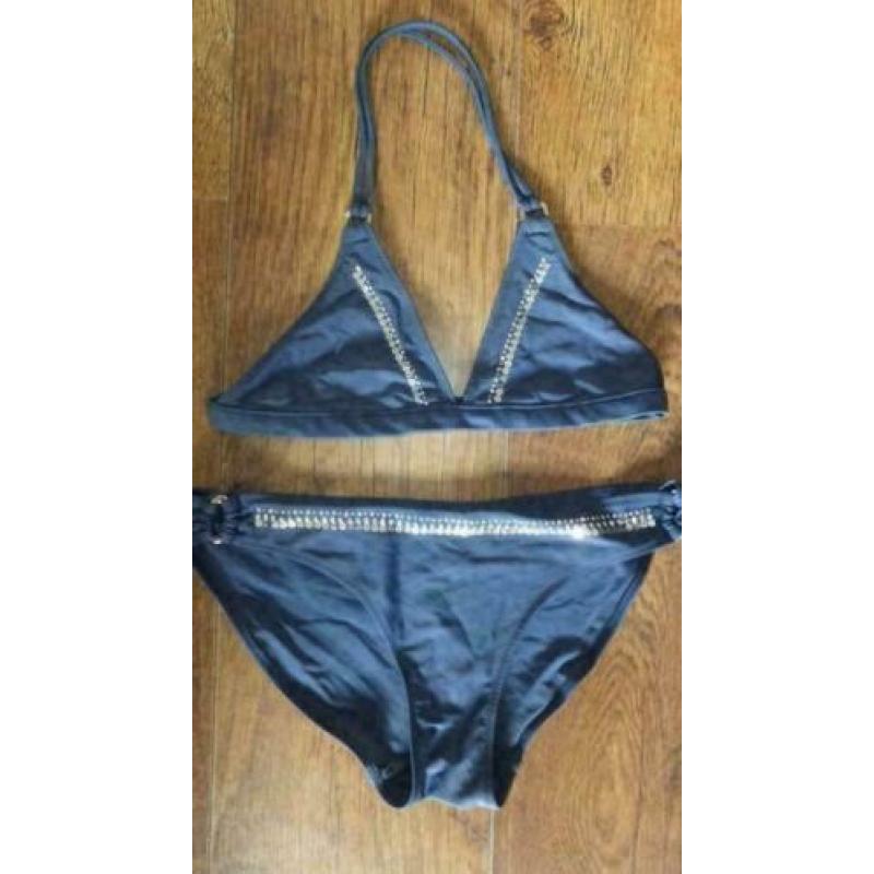 korenblauw bikini met zilver pailletten mt 36