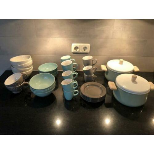 Mooi keuken servies set 35 delig Ikea / Hema grijs groen