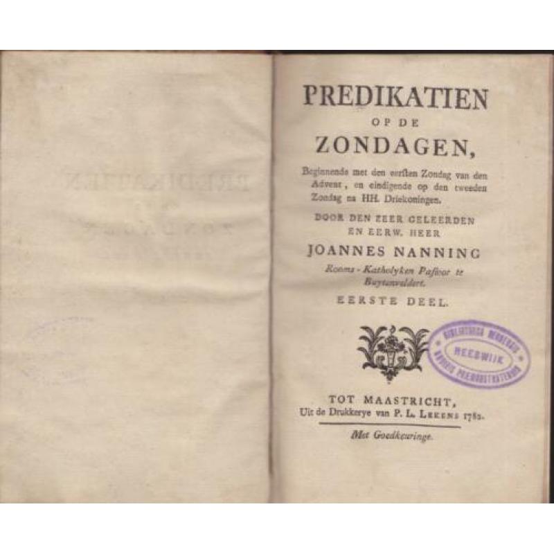 Joannes Nanning -Predikatien op de zondagen 1,2,4,5,6,7 en 9