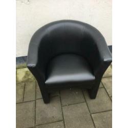 Fauteuil stoel bank zwart leer in goed staat zie foto's