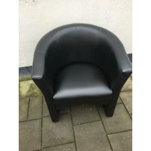 Fauteuil stoel bank zwart leer in goed staat zie foto's