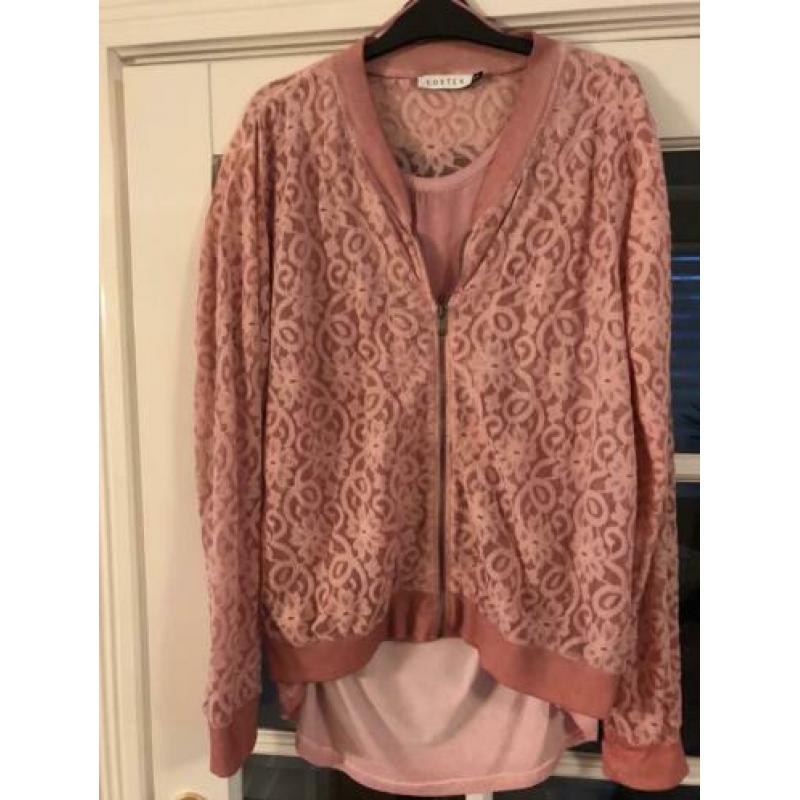 Roze kant vest ‘Costes’ mt xxl met top mt xxl
