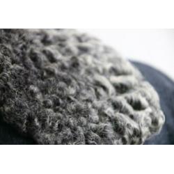 Vintage jas wol donkerblauw wollen lang bont winterjas 42 44