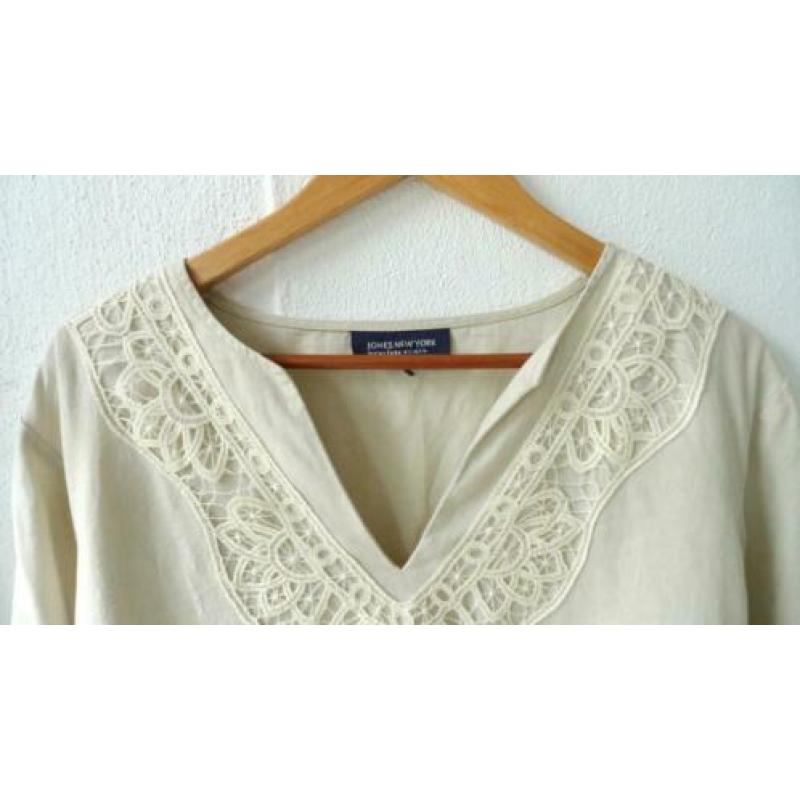'Jones New York blouse blouse beige zand ecru linnen boho