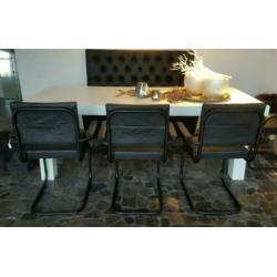 10x zwart leren buis stoelen, stoel leer armstoel zwart 974