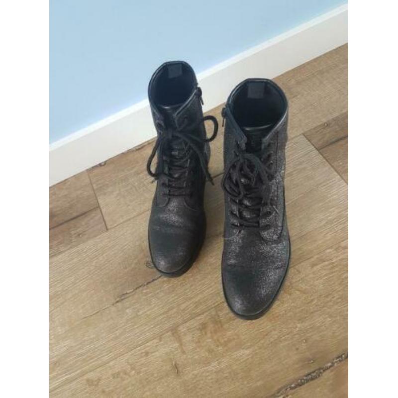 Zwarte bikerboots met glitter
