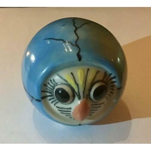 Vintage beeldje emaille keramiek uil gemerkt erandi mexico
