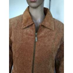 B1405 Nieuw bruin echt suede-leren jasje jack Maat M=38/40