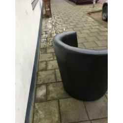 Fauteuil stoel bank zwart leer in goed staat zie foto's