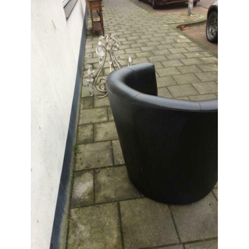 Fauteuil stoel bank zwart leer in goed staat zie foto's