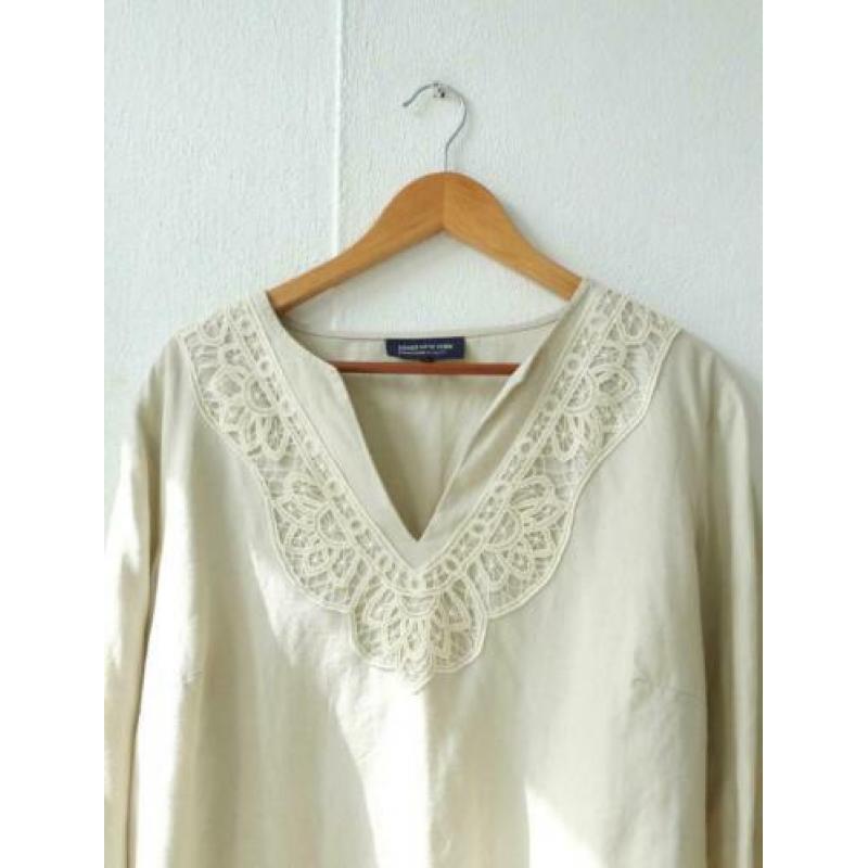 'Jones New York blouse blouse beige zand ecru linnen boho