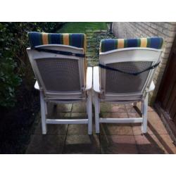 Twee Creme Verstelbare Hartman Prestige 2 Tuinstoelen Stoel