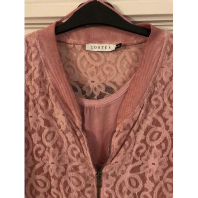 Roze kant vest ‘Costes’ mt xxl met top mt xxl