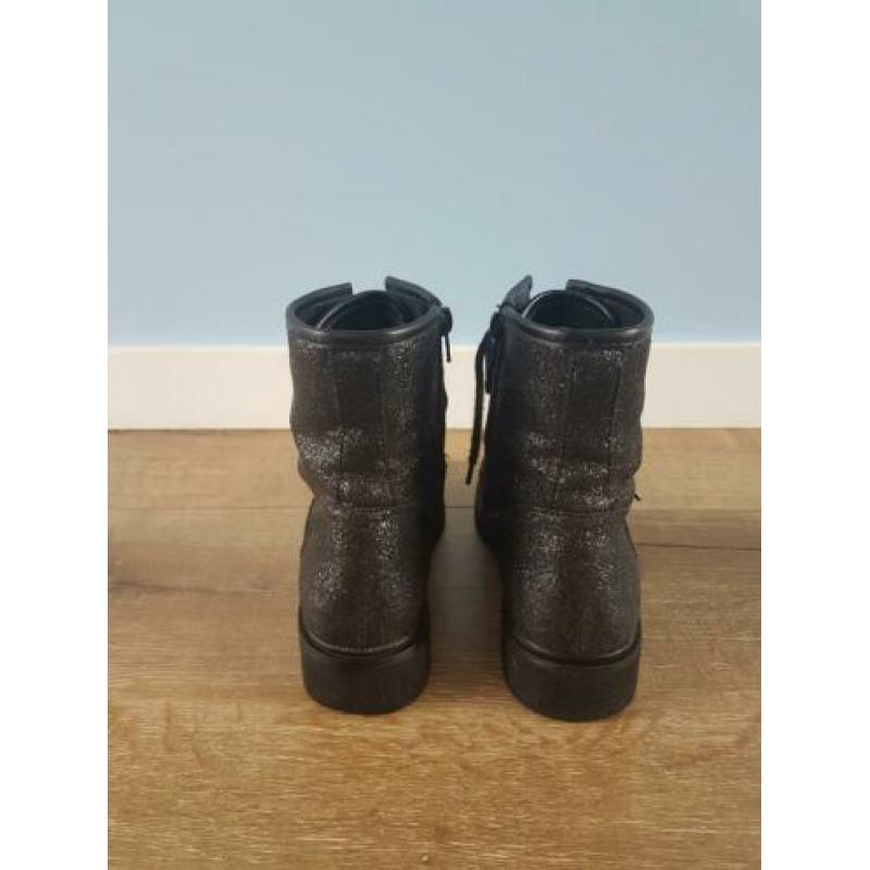 Zwarte bikerboots met glitter