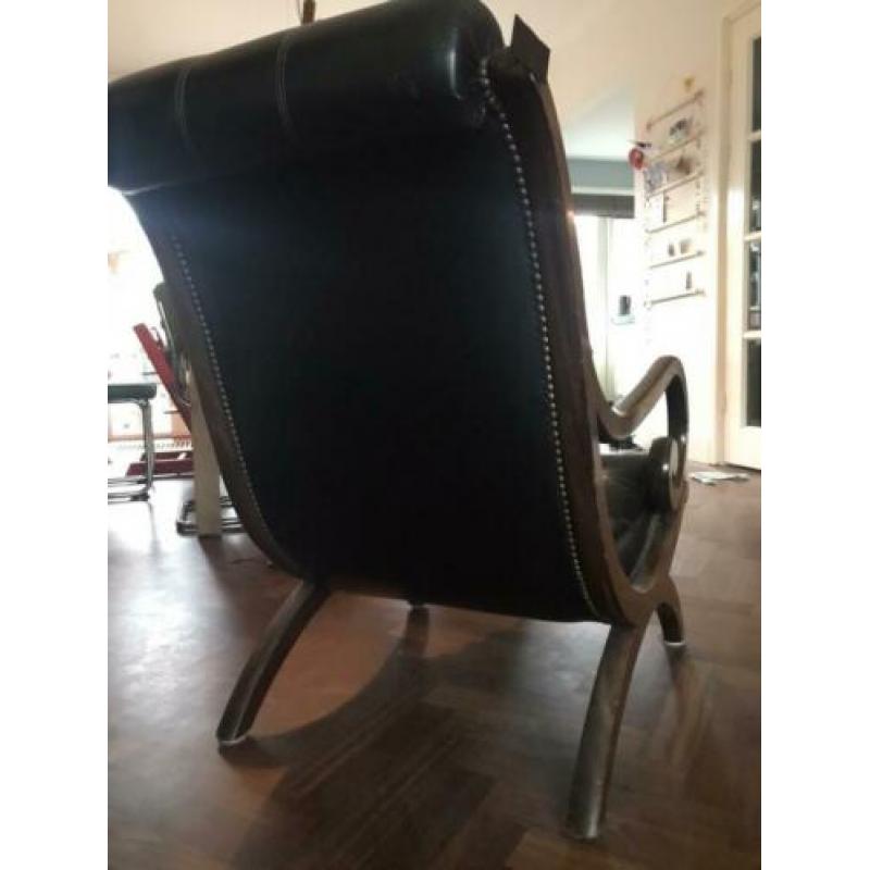 Gecapitonneerde Chesterfield stoel fauteuil vintage