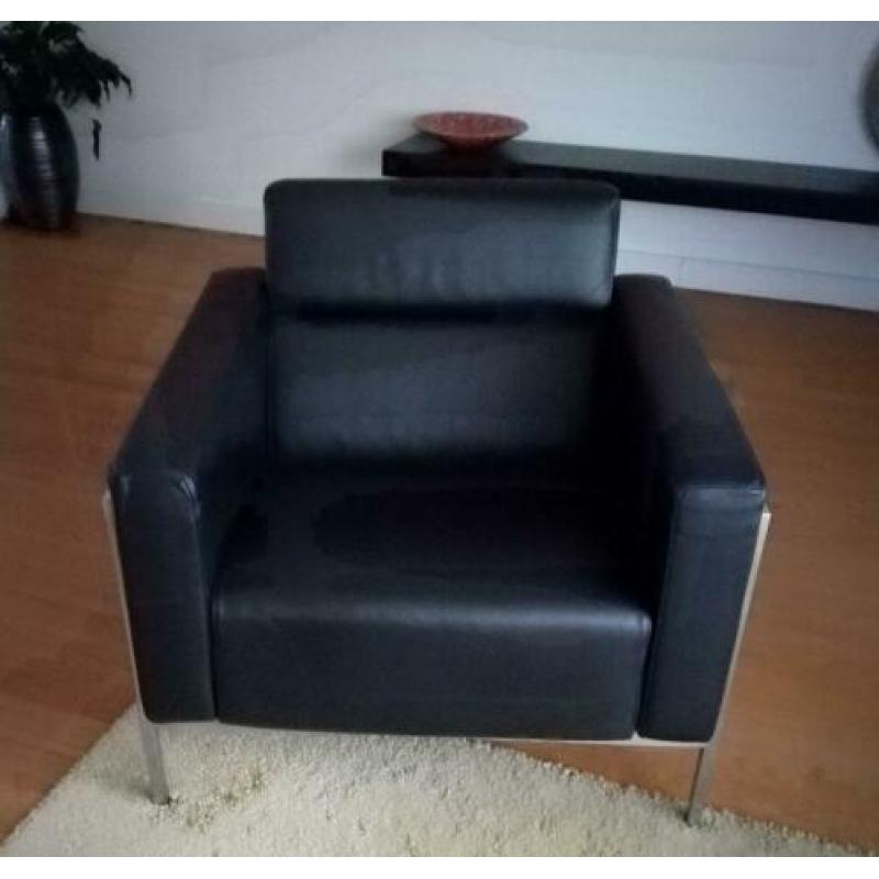 2x zwart leren Harvink fauteuil "Kadanz"