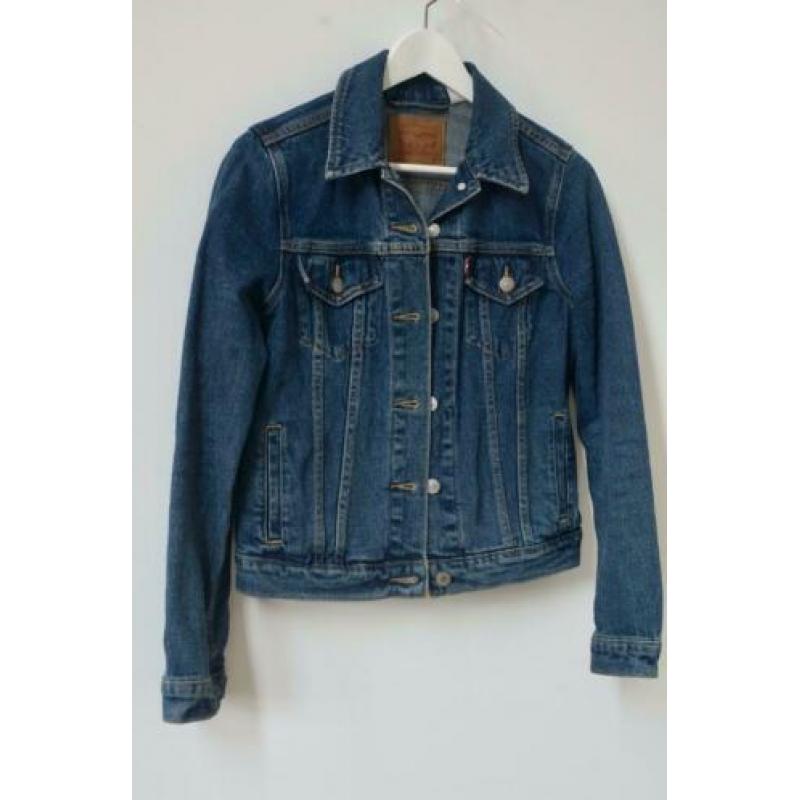Donkerblauwe denim Levi’s jas spijkerjas maat S 36 vintage