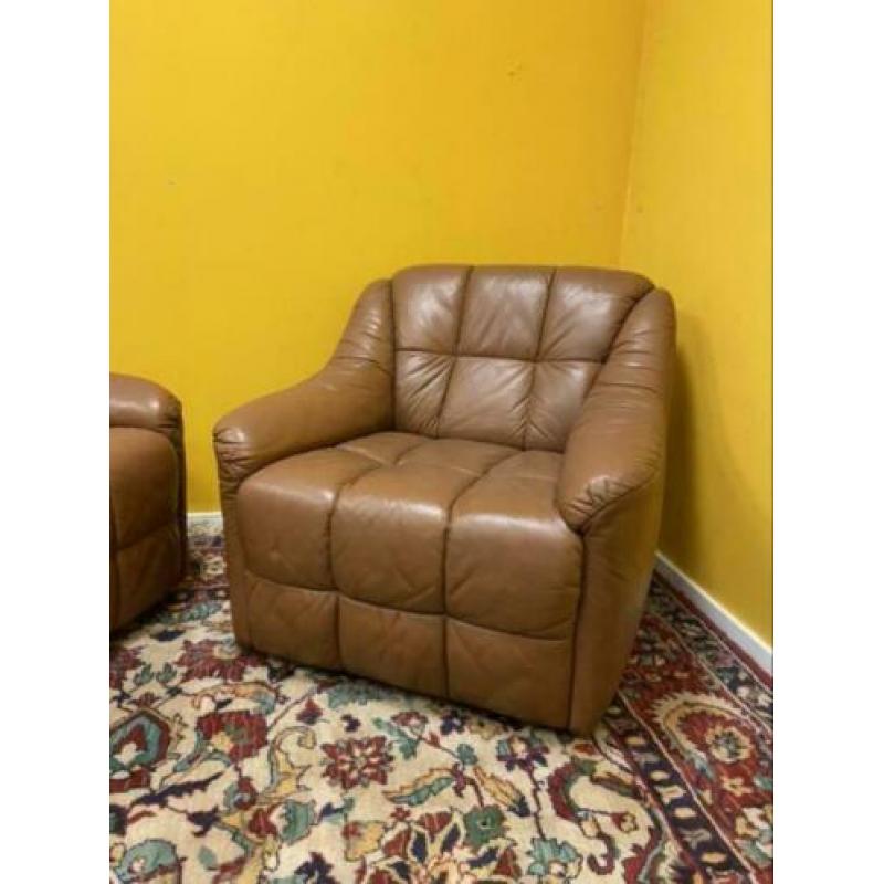 L_ vintage fauteuil stoel leder space age