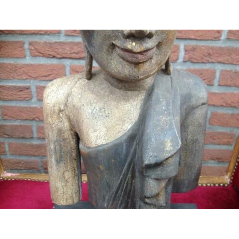 houten Mandalay-Boeddha buste uit Thailand