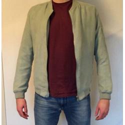 Suède herenjas bomberjack jacket kort licht groen