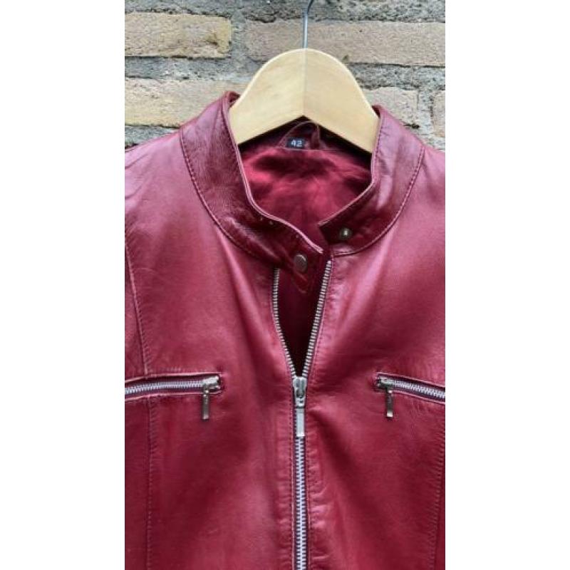 Rood leren jasje maat 42 Vintage