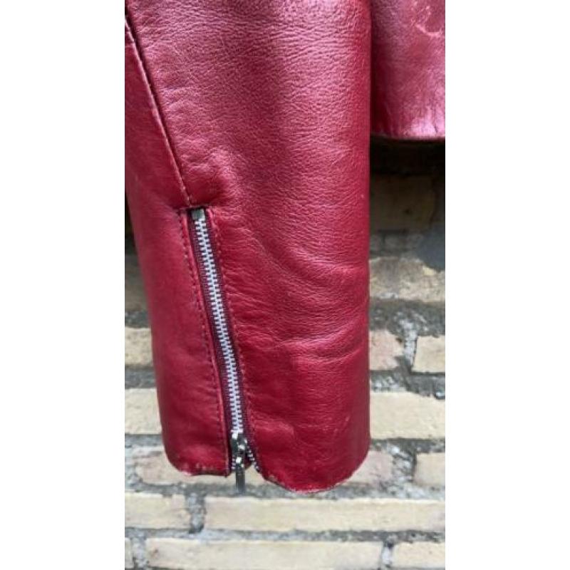 Rood leren jasje maat 42 Vintage