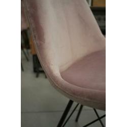 2 nieuwe eetkamerstoelen roze velvet fluweel zwart metaal