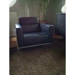 2x zwart leren Harvink fauteuil "Kadanz"