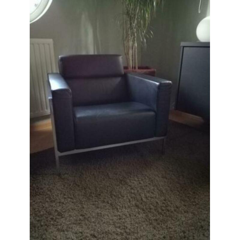 2x zwart leren Harvink fauteuil "Kadanz"