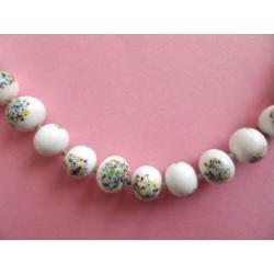jwg Vintage 30s 50s glas kralen ketting wit spikkel gekleurd