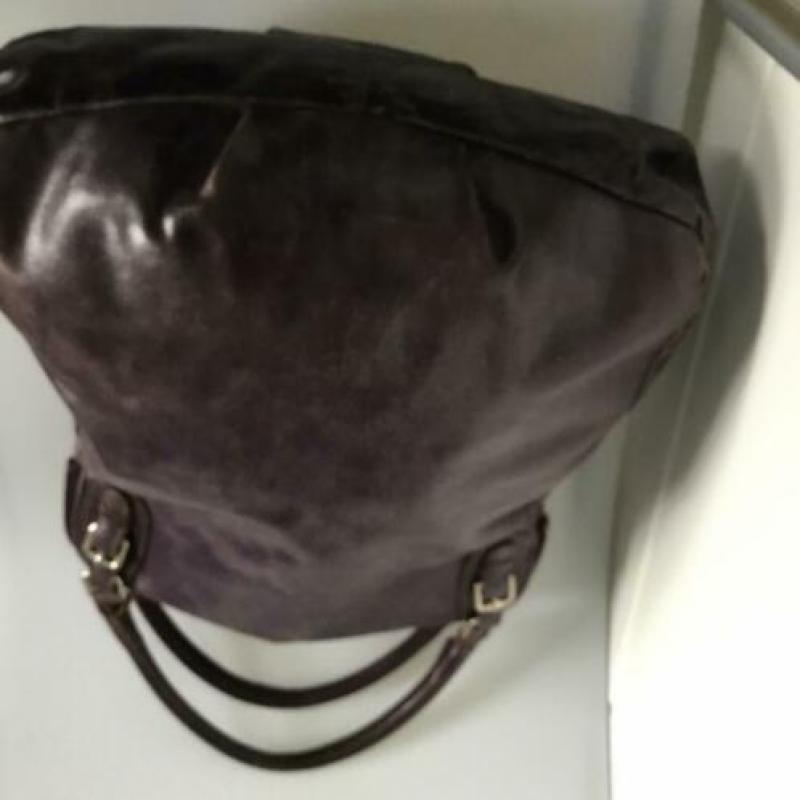 Yoli Steffen Schraut Grote leren sac in paarse kleur