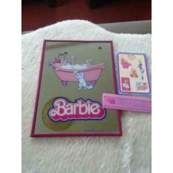 barbie spiegel 1986, barbieclub liniaal, boekenclub sticker