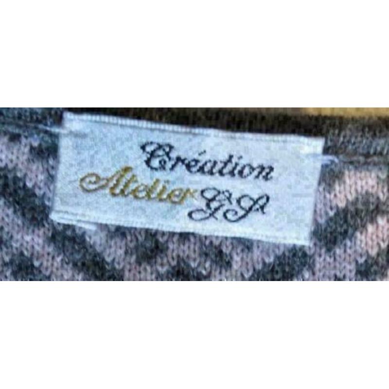 Atelier GJ creation roze met grijs geruit bodywarmer maat XL